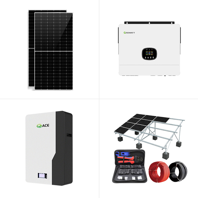 Sistema fotovoltaico independiente fuera de la red, 8kW, 10kW, 12kW, inversor monof&aacute;sico Growatt, conjunto solar completo para caba&ntilde;as y residencias aisladas