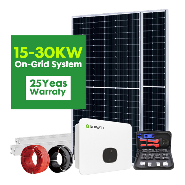 15KW 20KW 30KW On-Grid Solar System na may Growatt Inverter High Performance PV Power Station para sa Residential Grid-Tie Use