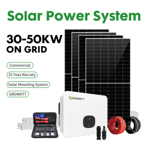 Sistema solar conectado a la red comercial de 30kW y 50kW, paneles fotovoltaicos de nivel 1, planta de energ&iacute;a trif&aacute;sica conectada a la red, kit solar industrial de alta eficiencia
