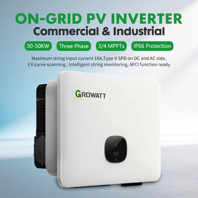 Growatt MID 30-50KTL3-X2 Tatlong Phase Sa Grid Solar Inverter | 3/4 Independent MPPT Tracker, IP66 Outdoor na Proteksyon para sa Maliit na Commercial Rooftop PV System