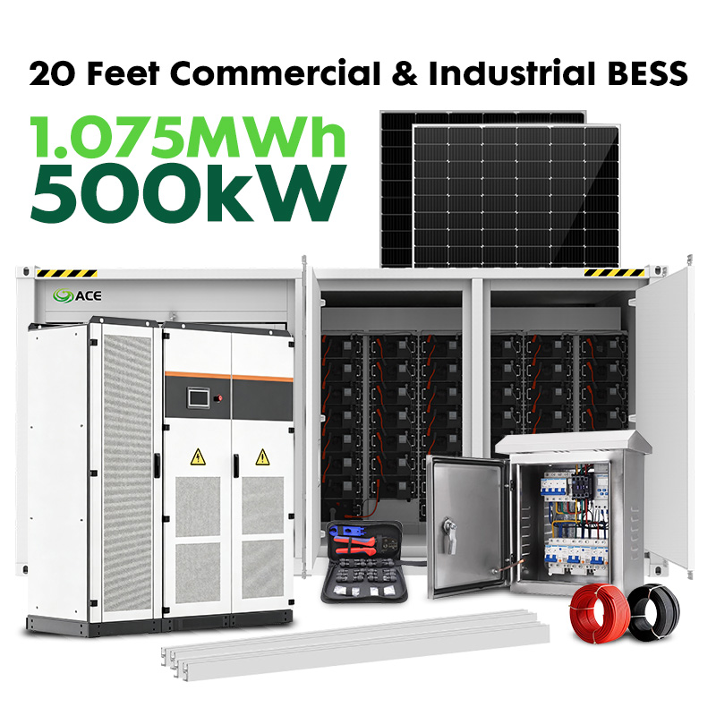 Sistema de almacenamiento de bater&iacute;a LiFePO4 en contenedor refrigerado por aire 500kW 1075kWh IP55 BESS en contenedor para exteriores para proyectos de red y energ&iacute;a renovable