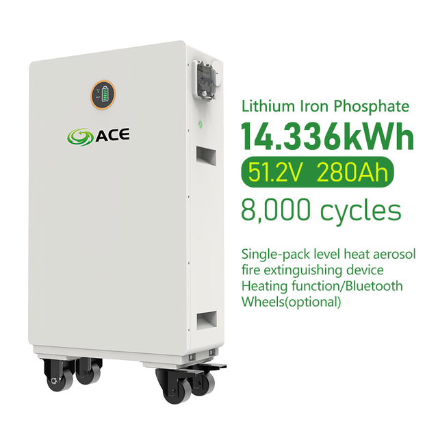 ACE All-Weather Mobile 51.2V 14.336kWh 280Ah LiFePO4 Baterya Mababang Pagpapanatili Off-Grid Solar Power Storage Bluetooth Smart