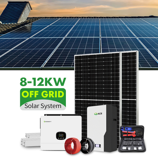 Sistema fotovoltaico independiente fuera de la red, 8kW, 10kW, 12kW, inversor monof&aacute;sico Growatt, conjunto solar completo para caba&ntilde;as y residencias aisladas